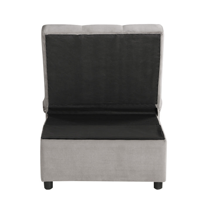 Garrell Brownish Gray Velvet Lift Top Storage Bench with Pull-out Bed