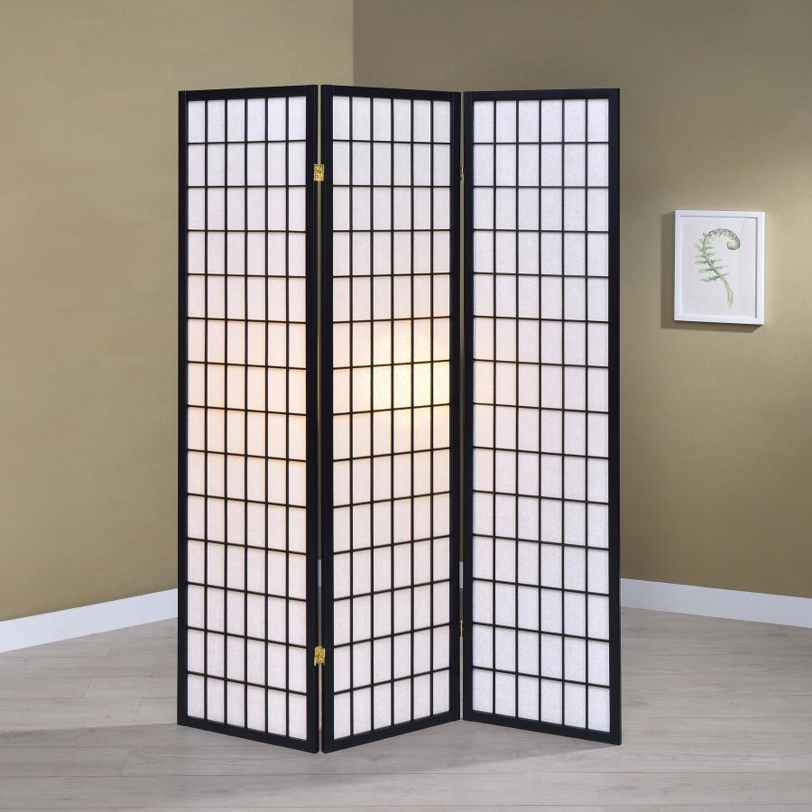 Carrie 3-Panel Folding Screen Black And White