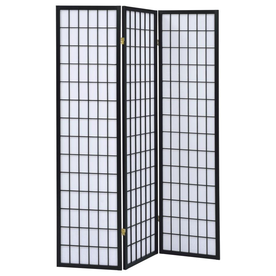 Carrie 3-Panel Folding Screen Black And White