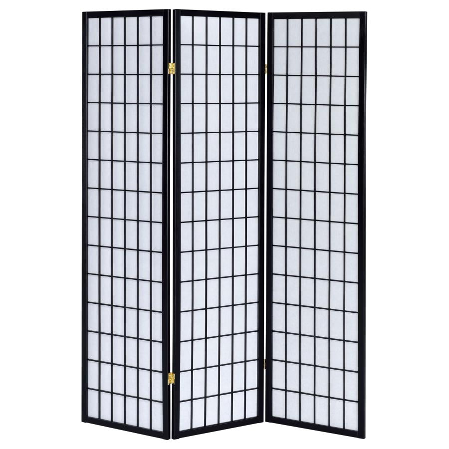 Carrie 3-Panel Folding Screen Black And White