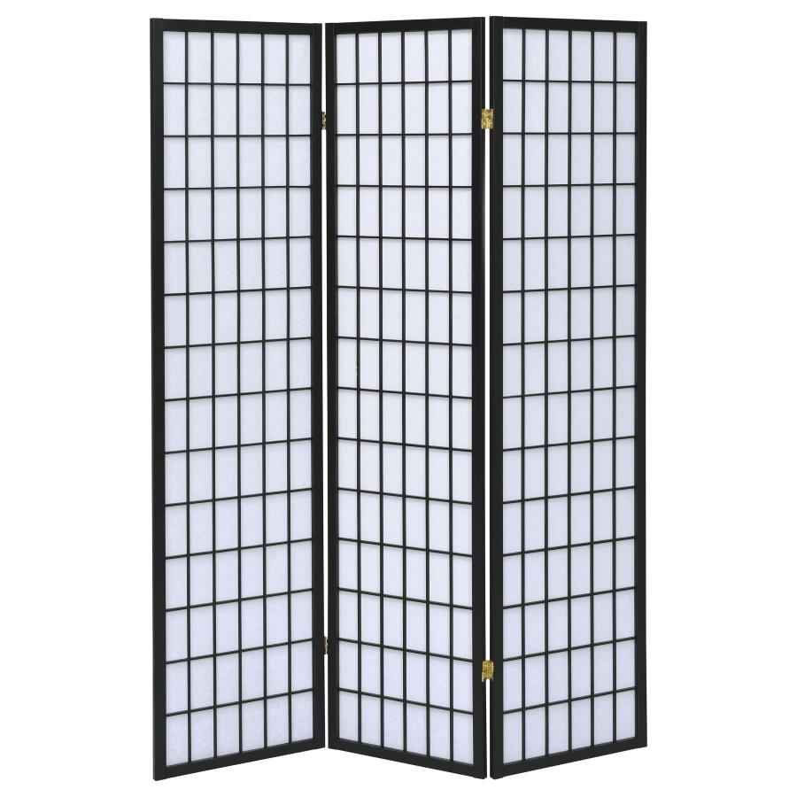 Carrie 3-Panel Folding Screen Black And White