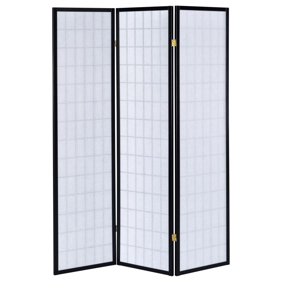 Carrie 3-Panel Folding Screen Black And White