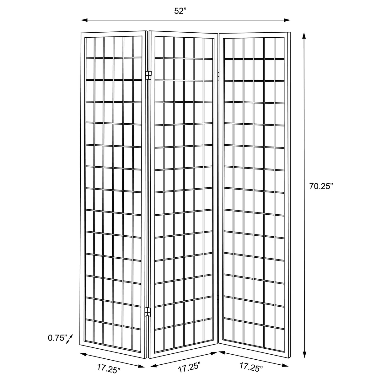 Carrie 3-Panel Folding Screen Black And White