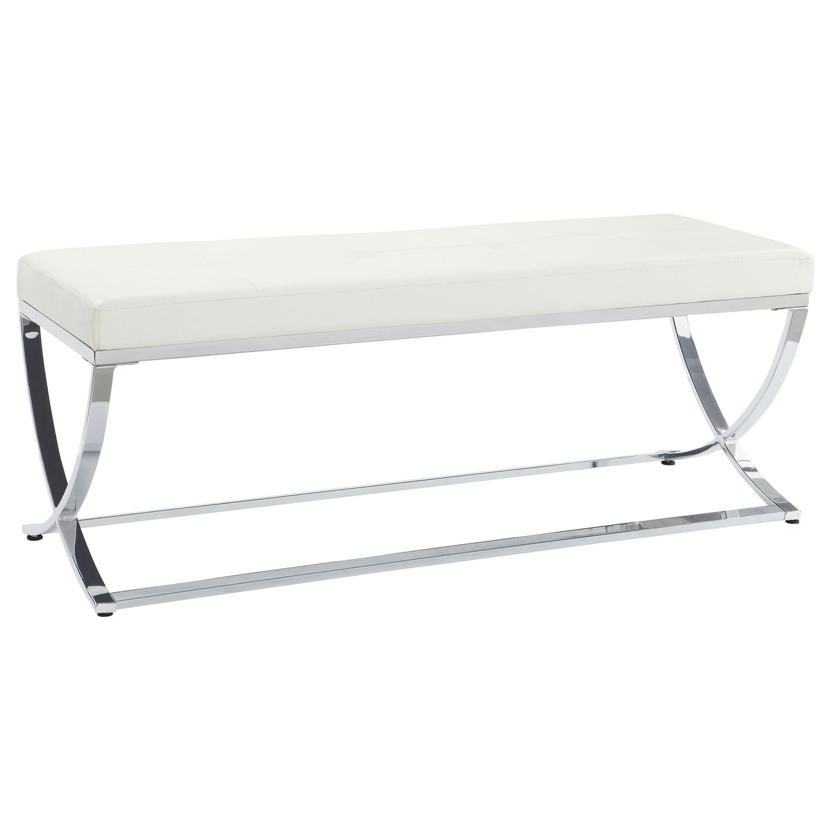 Walton Bench With Metal Base White And Chrome