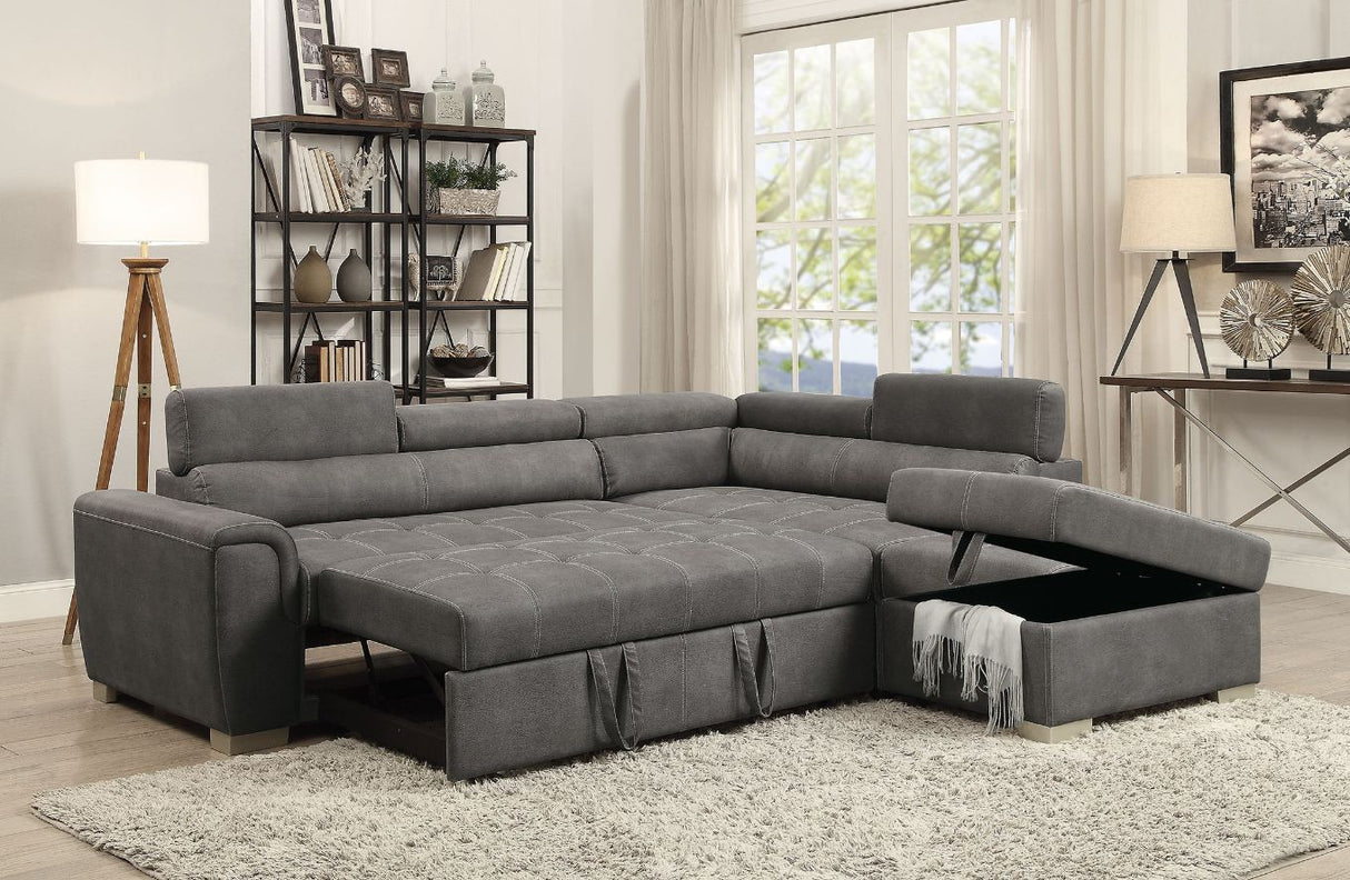 Thelma Gray Polished Microfiber Sectional Sofa