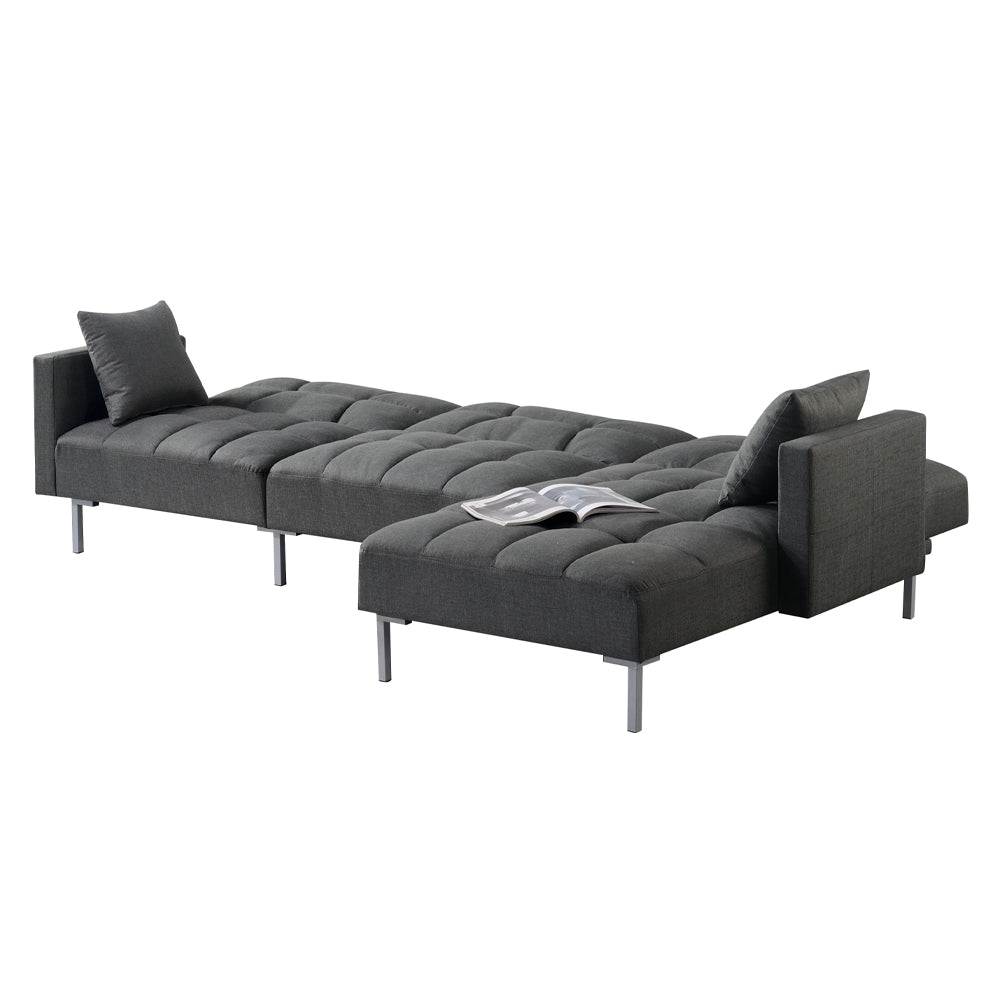 Duzzy Dark Gray Fabric Sectional Sofa