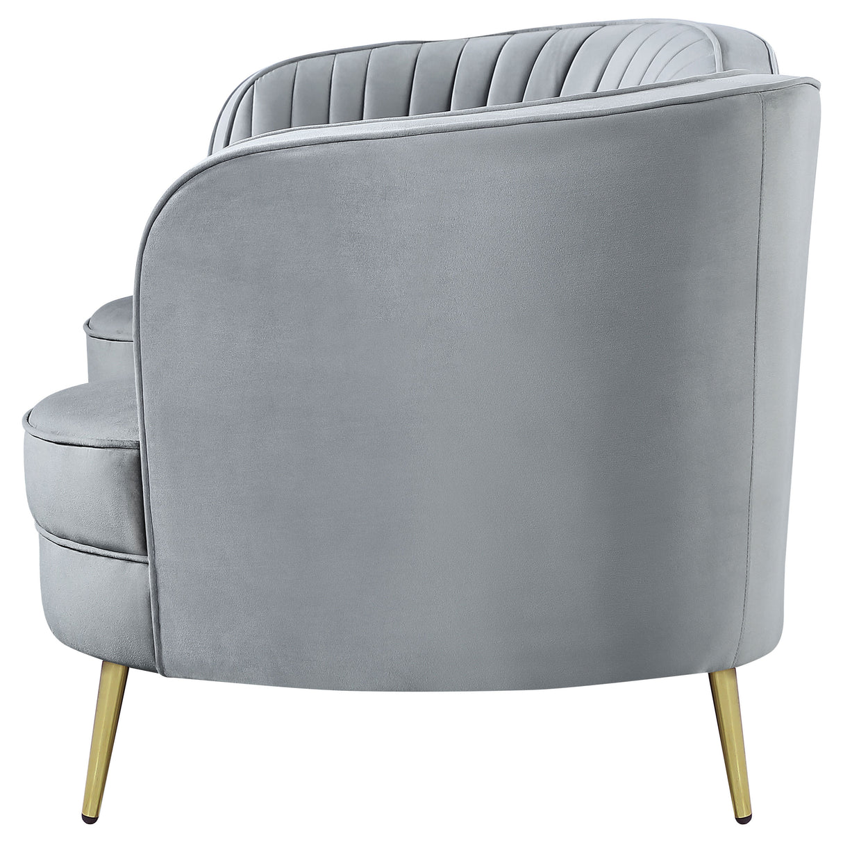 Sophia Upholstered Loveseat With Camel Back Grey And Gold