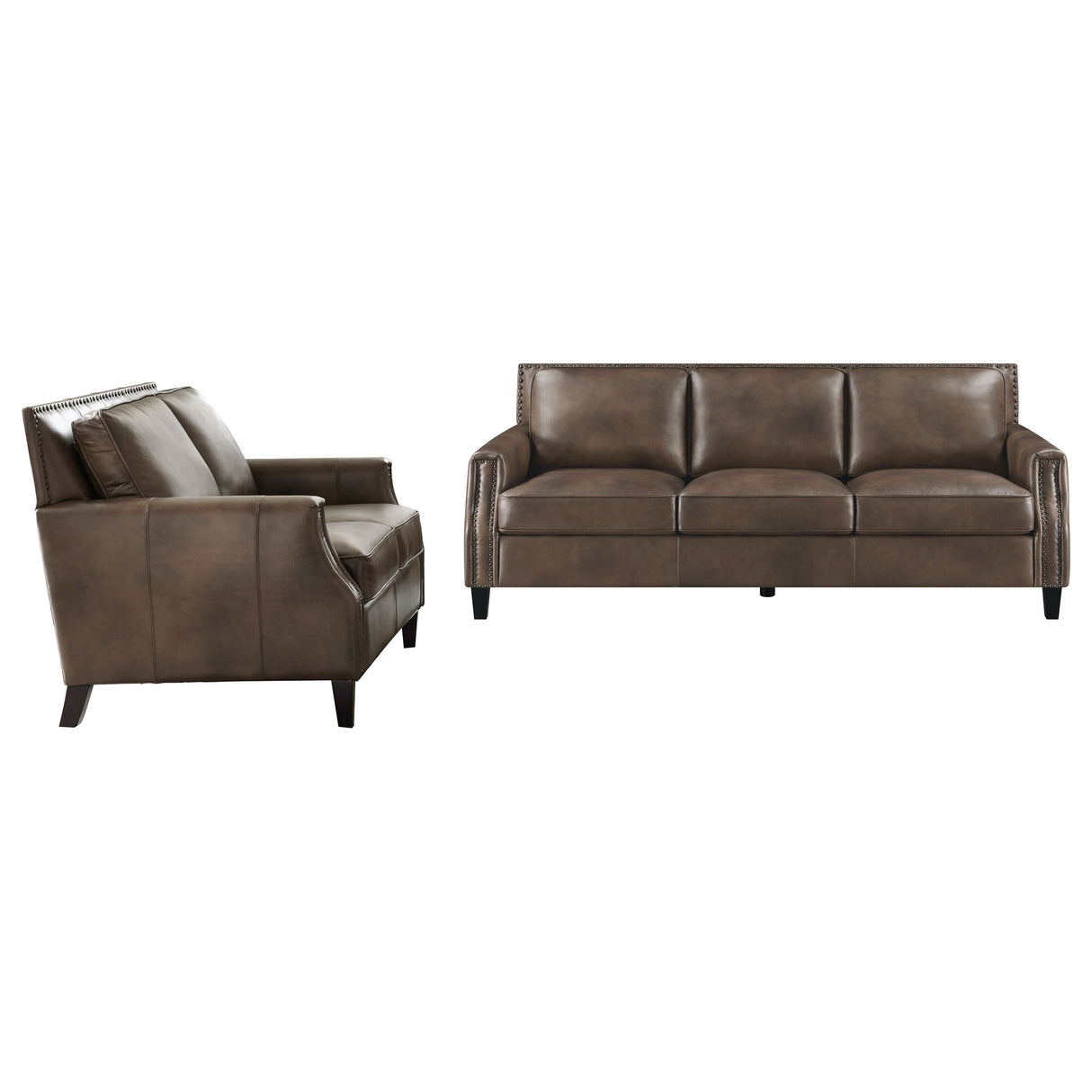 Leaton Brown Sugar 2-Piece Upholstered Recessed Arm Sofa Set