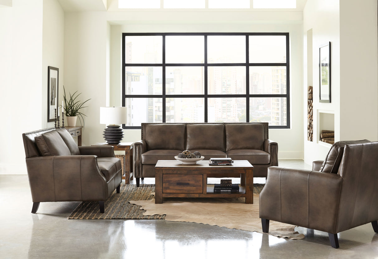 Leaton Brown Sugar 3-Piece Upholstered Recessed Arm Sofa Set