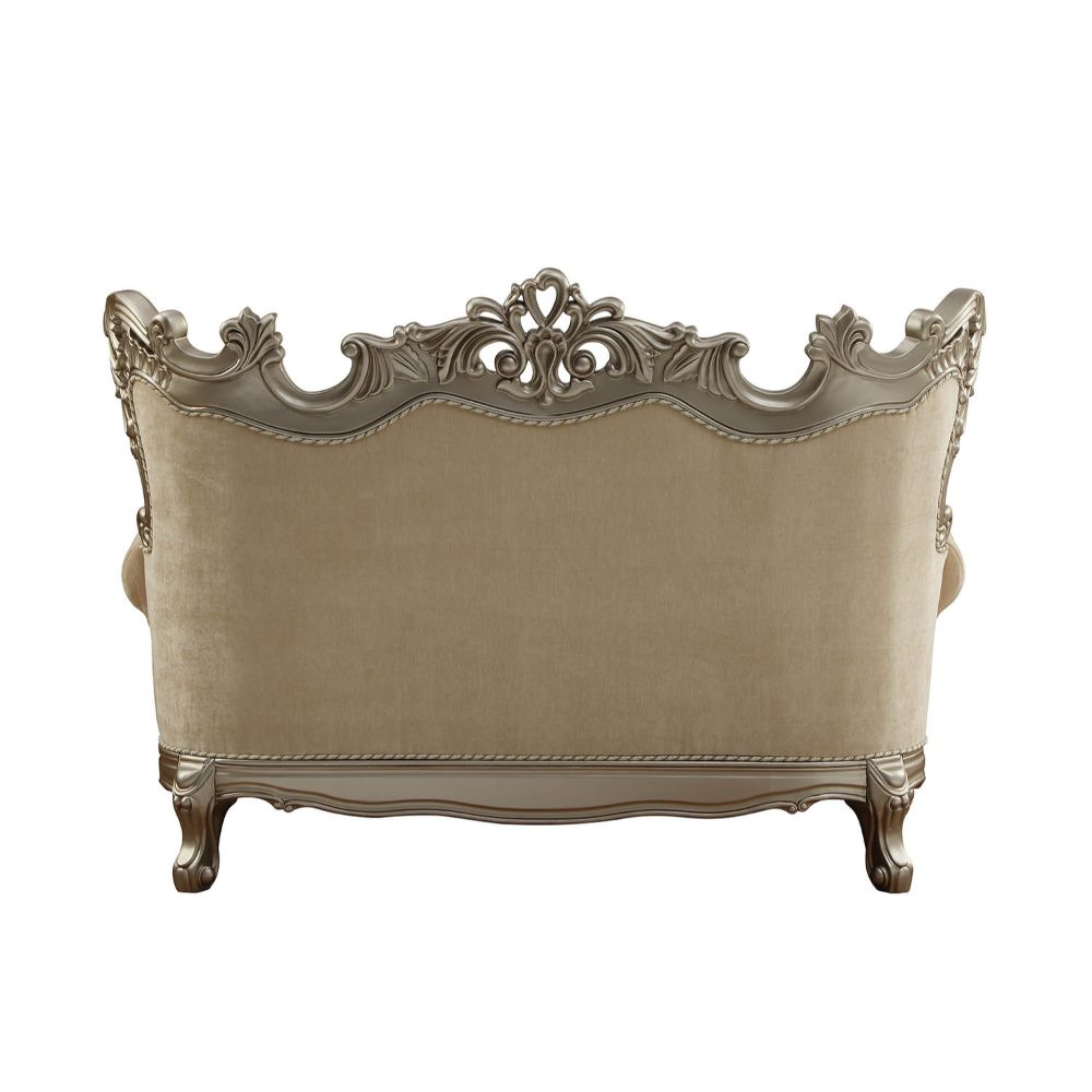 Ranita Fabric & Champagne Finish Loveseat