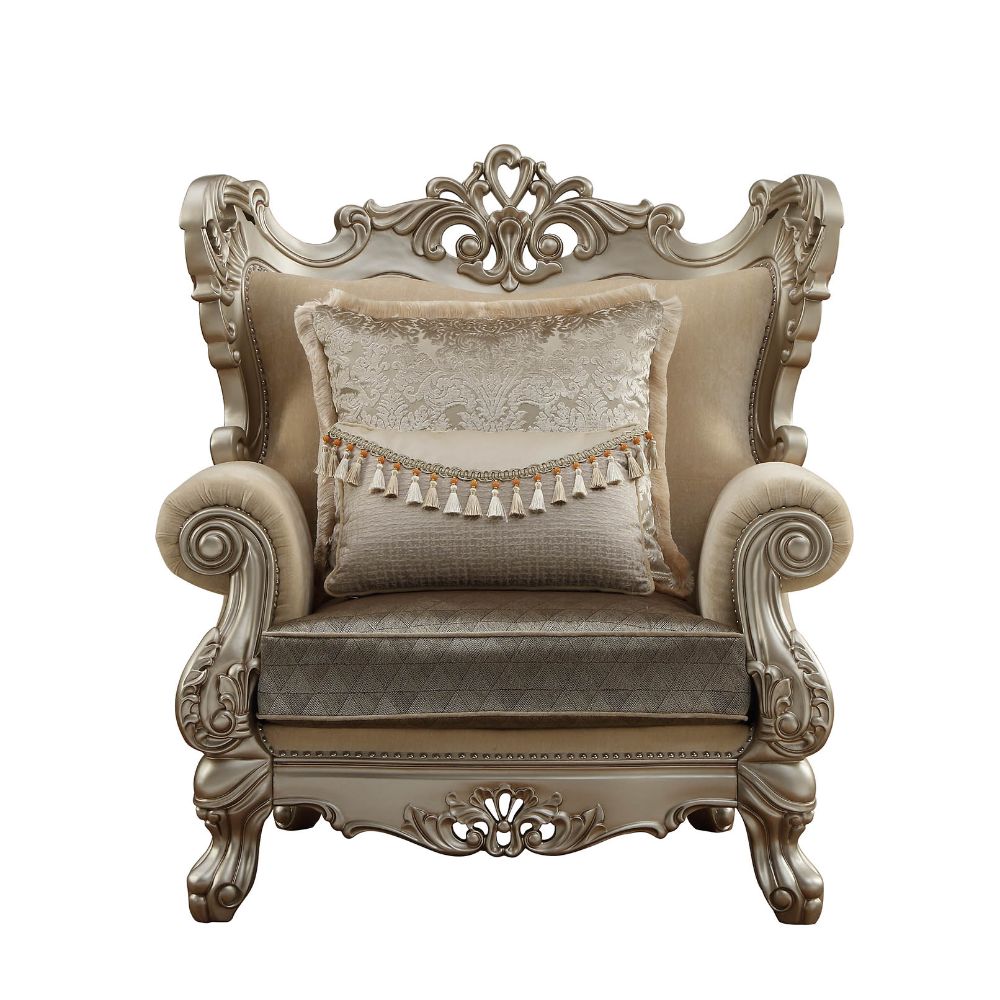 Ranita Fabric & Champagne Finish Chair