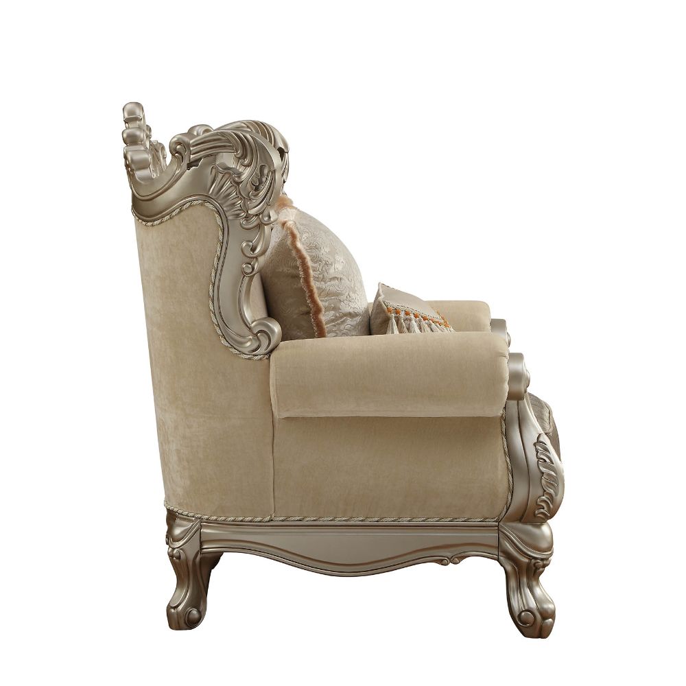 Ranita Fabric & Champagne Finish Chair