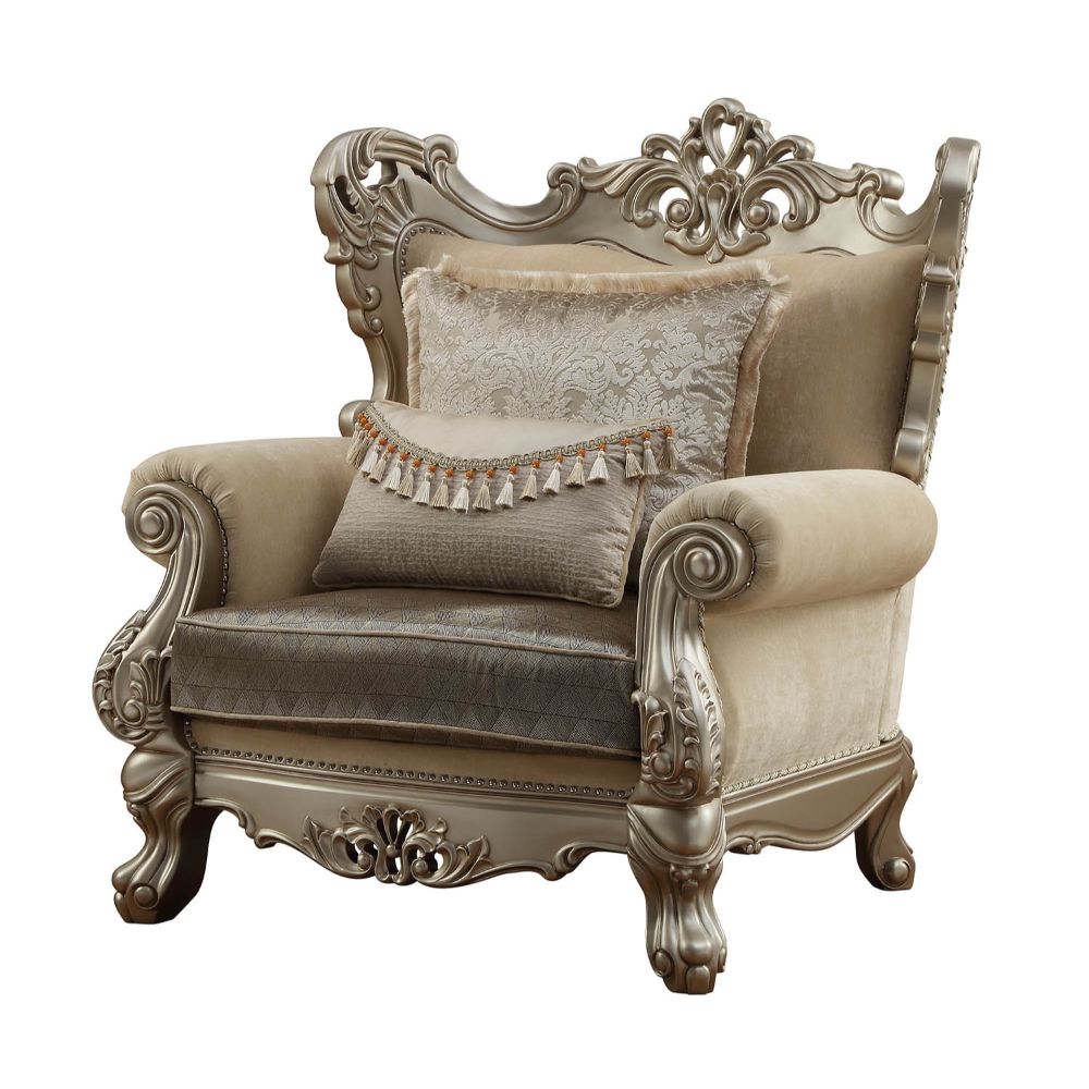 Ranita Fabric & Champagne Finish Chair