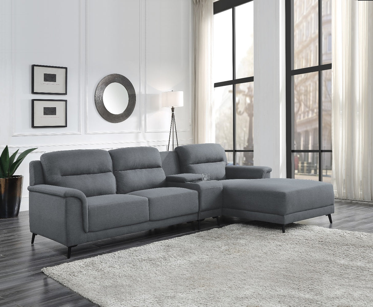 Walcher Gray Linen Sectional Sofa