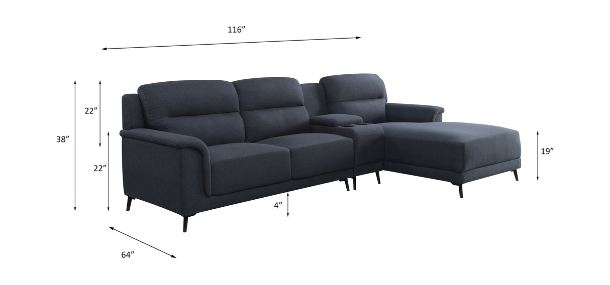 Walcher Gray Linen Sectional Sofa