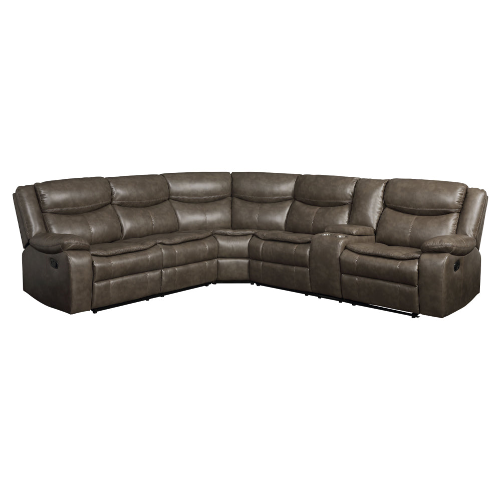 Tavin Taupe Leather-Aire Match Sectional Sofa
