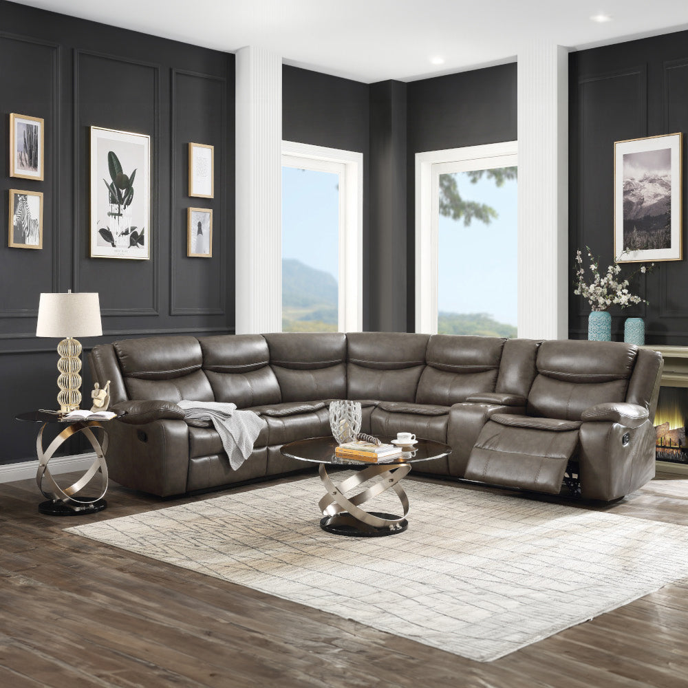 Tavin Taupe Leather-Aire Match Sectional Sofa