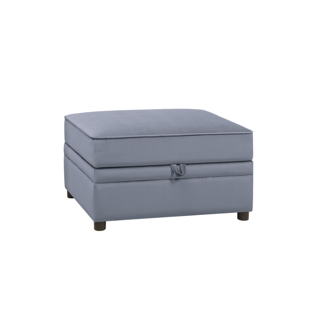 Bois Gray Velvet Ii Ottoman