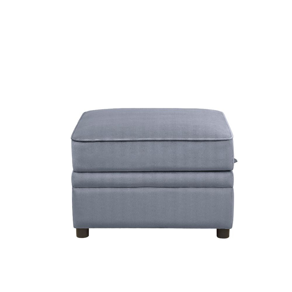 Bois Gray Velvet Ii Ottoman
