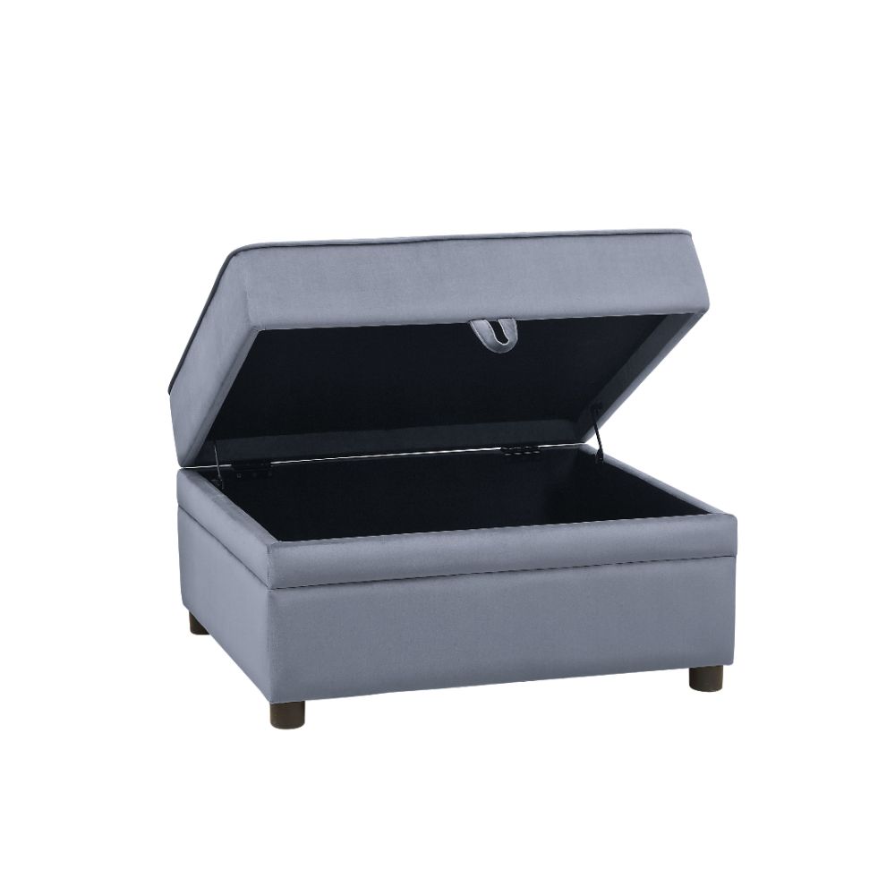 Bois Gray Velvet Ii Ottoman