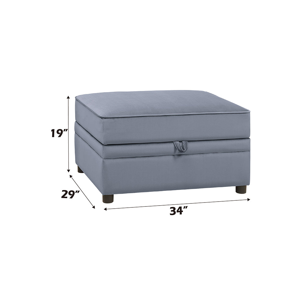 Bois Gray Velvet Ii Ottoman