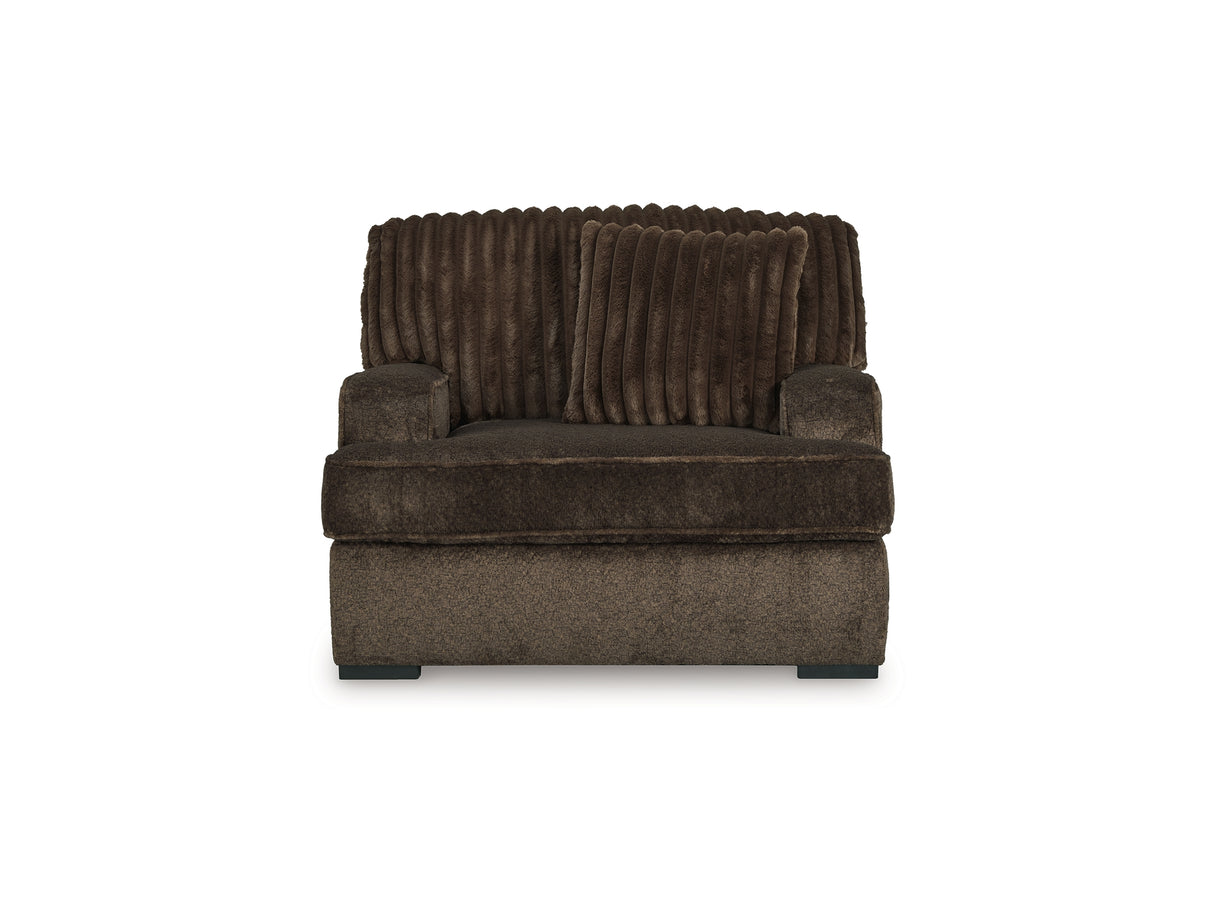 Aylesworth Chocolate Sofa, Loveseat, Oversized Chair And Ottoman