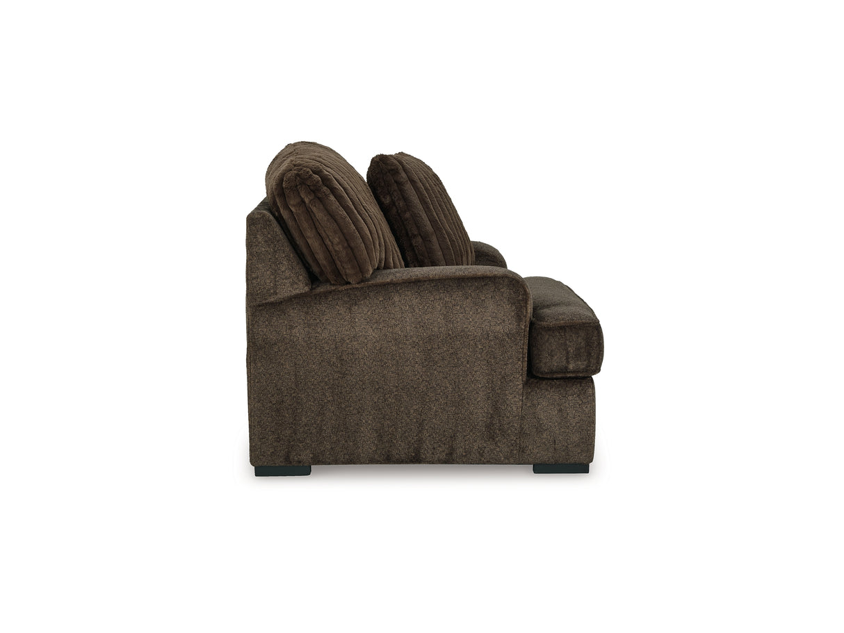 Aylesworth Chocolate Sofa, Loveseat, Oversized Chair And Ottoman