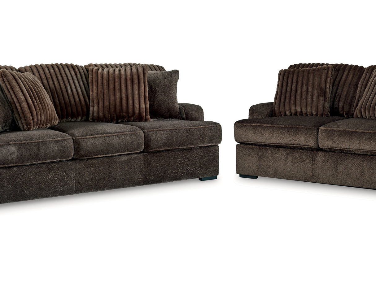 Aylesworth Chocolate Sofa And Loveseat