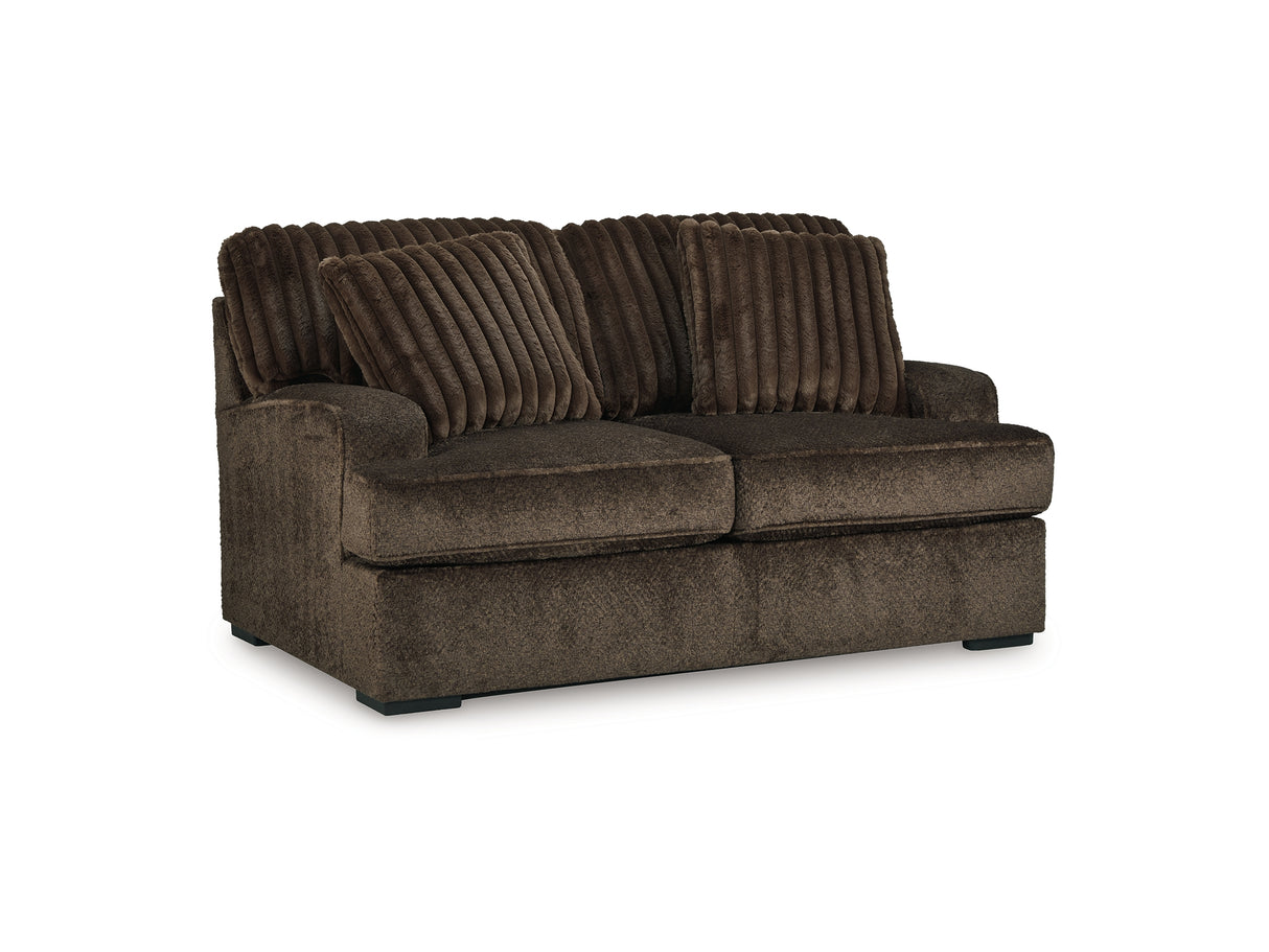 Aylesworth Chocolate Sofa, Loveseat, Oversized Chair And Ottoman
