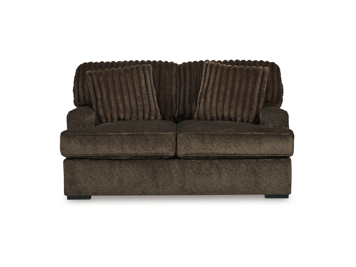 Aylesworth Chocolate Sofa, Loveseat, Oversized Chair And Ottoman