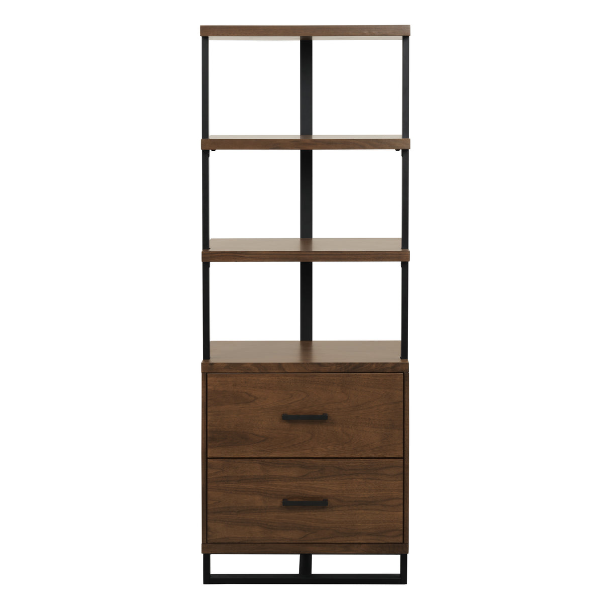 Sedley Walnut And Rustic Black Metal Side Pier