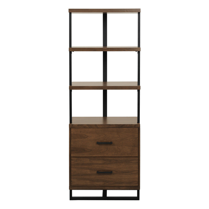 Sedley Walnut And Rustic Black Metal Side Pier