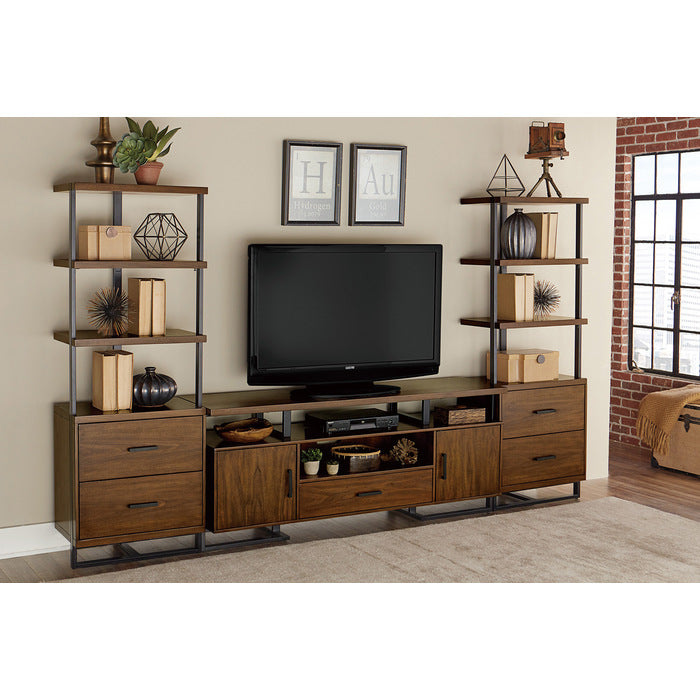 Sedley Walnut And Rustic Black Metal Side Pier