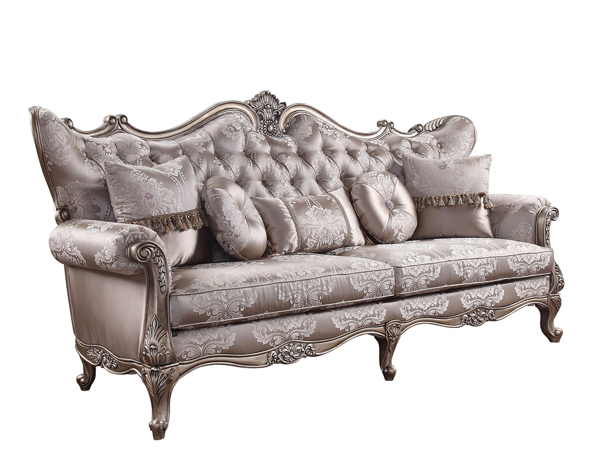 Jayceon Fabric & Champagne Finish Sofa
