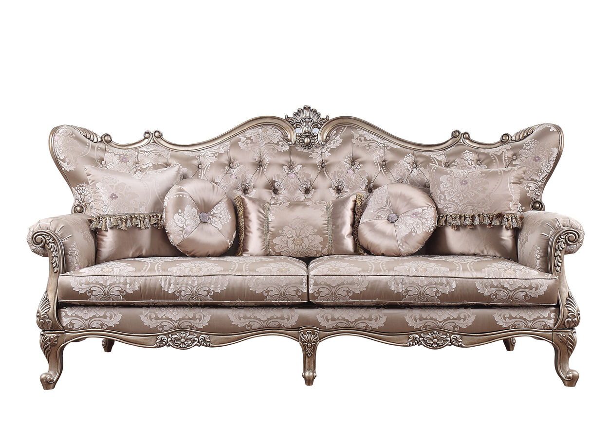 Jayceon Fabric & Champagne Finish Sofa