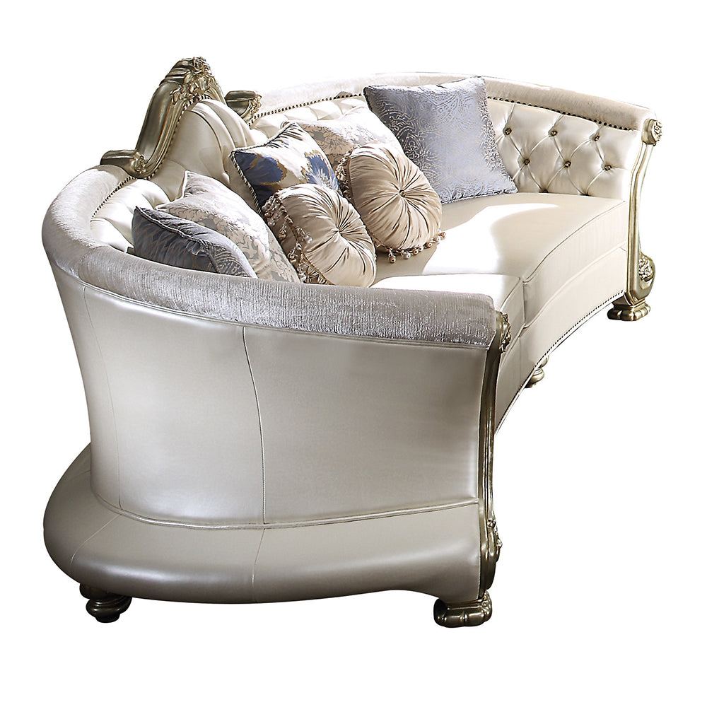 Dresden Pearl Synthetic Leather & Gold Patina Finish Ii Sofa