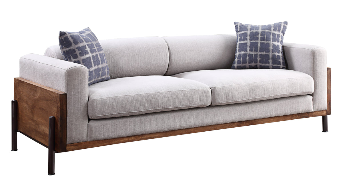 Pelton Fabric & Walnut Finish Sofa