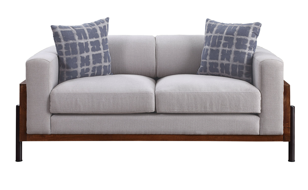 Pelton Fabric & Walnut Finish Loveseat