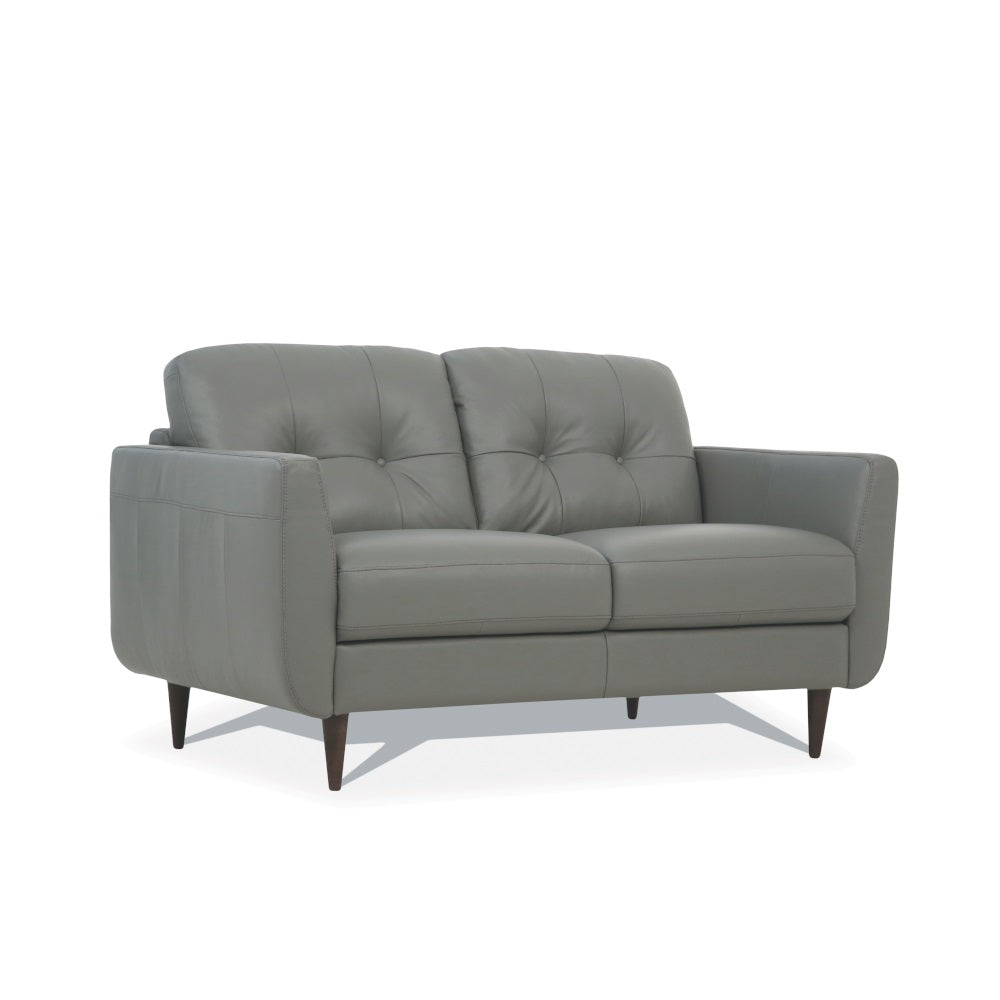 Radwan Pesto Green Leather Loveseat