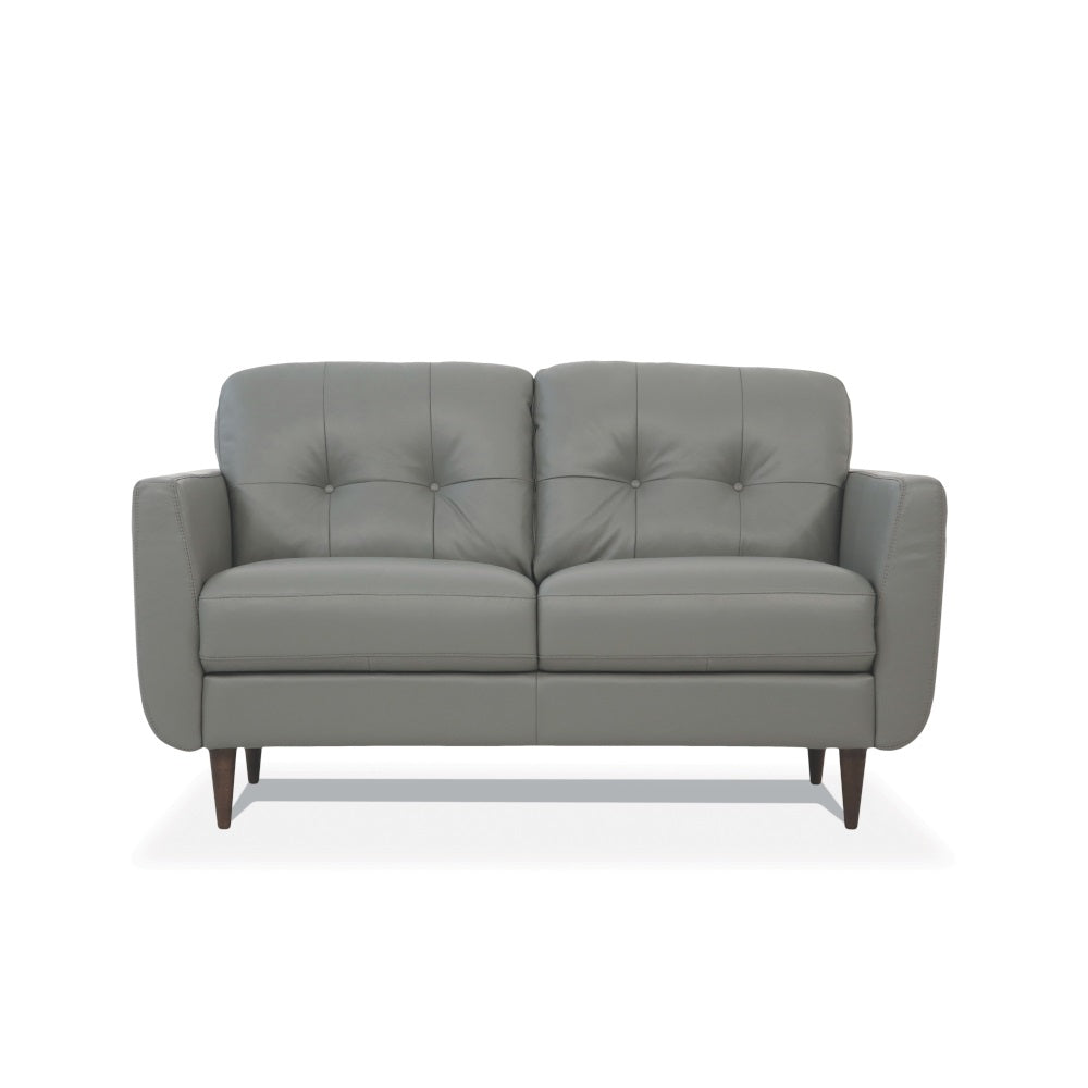 Radwan Pesto Green Leather Loveseat