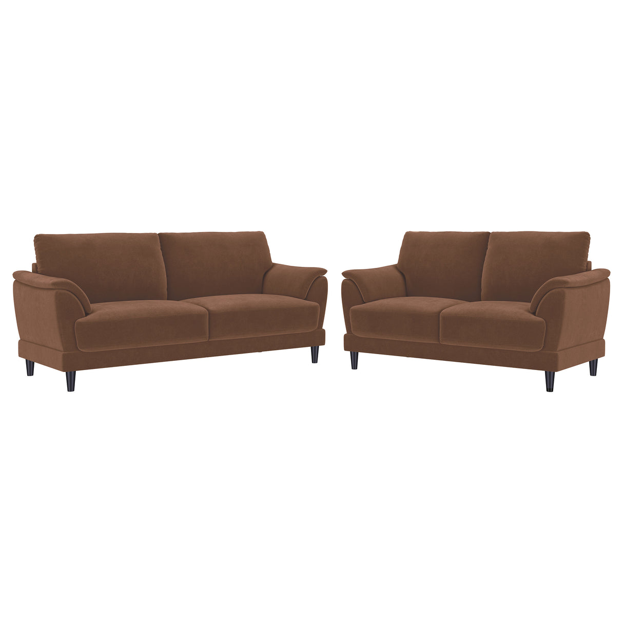 Selma 2-piece Velvet Upholstered Crescent Arm Sofa Set Rust