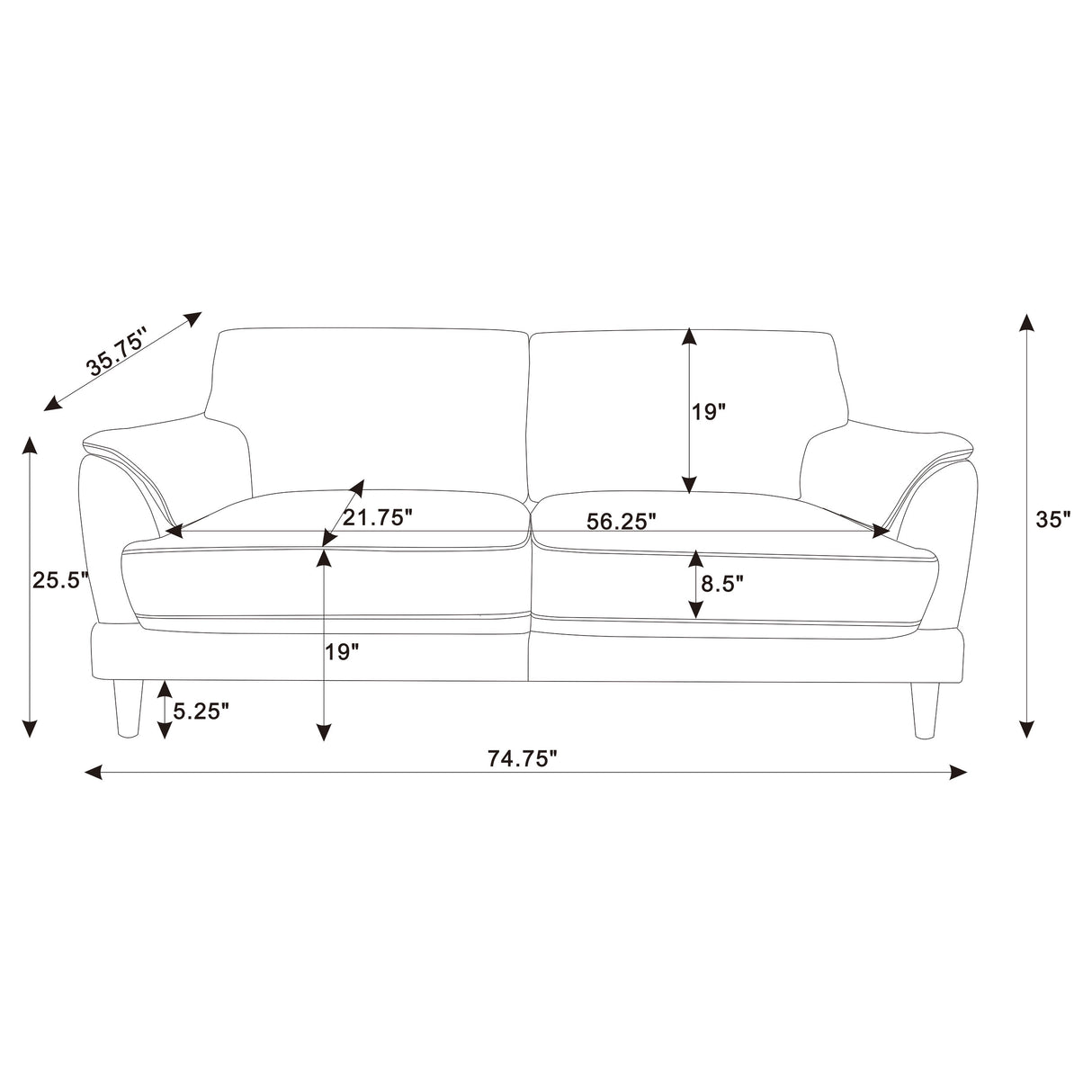 Selma 2-piece Velvet Upholstered Crescent Arm Sofa Set Rust