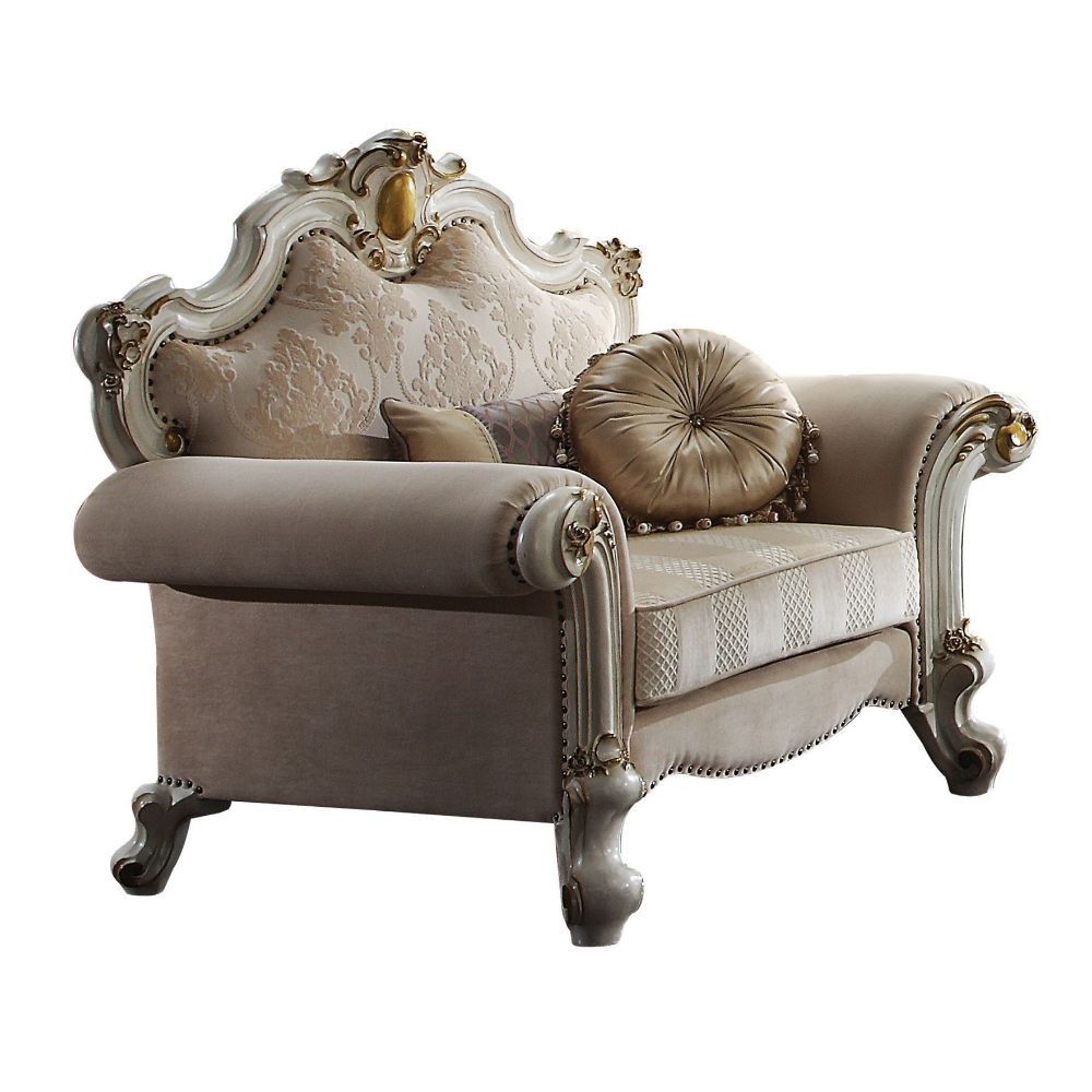 Picardy Fabric & Antique Pearl Finish Chair