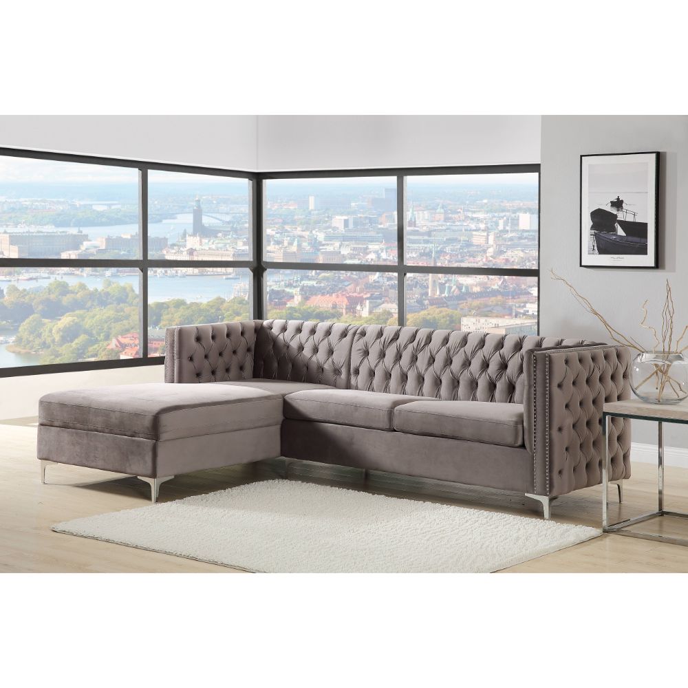 Sullivan Gray Velvet Sectional Sofa
