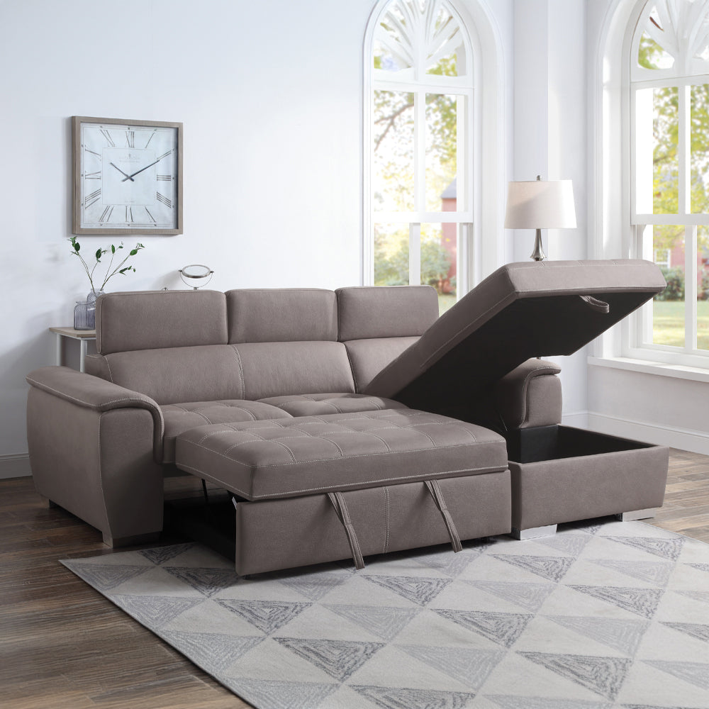 Haruko Light Brown Fabric Sectional Sofa