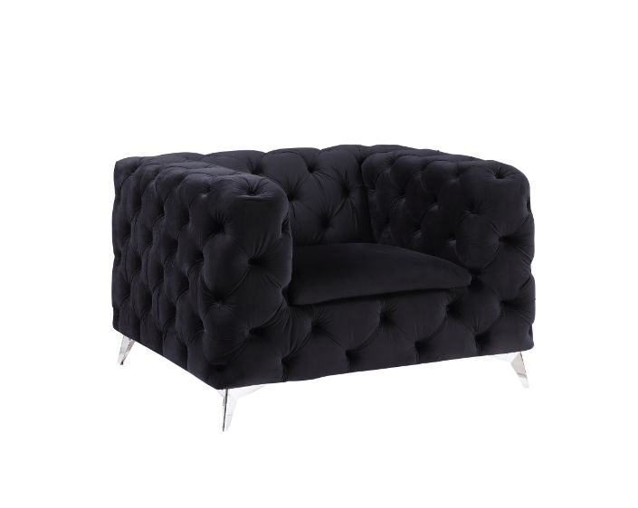 Phifina Black Velvet Chair