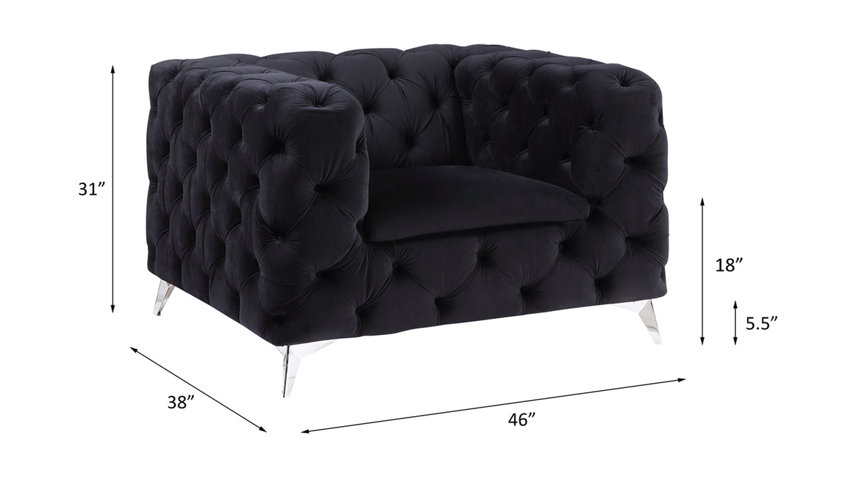 Phifina Black Velvet Chair