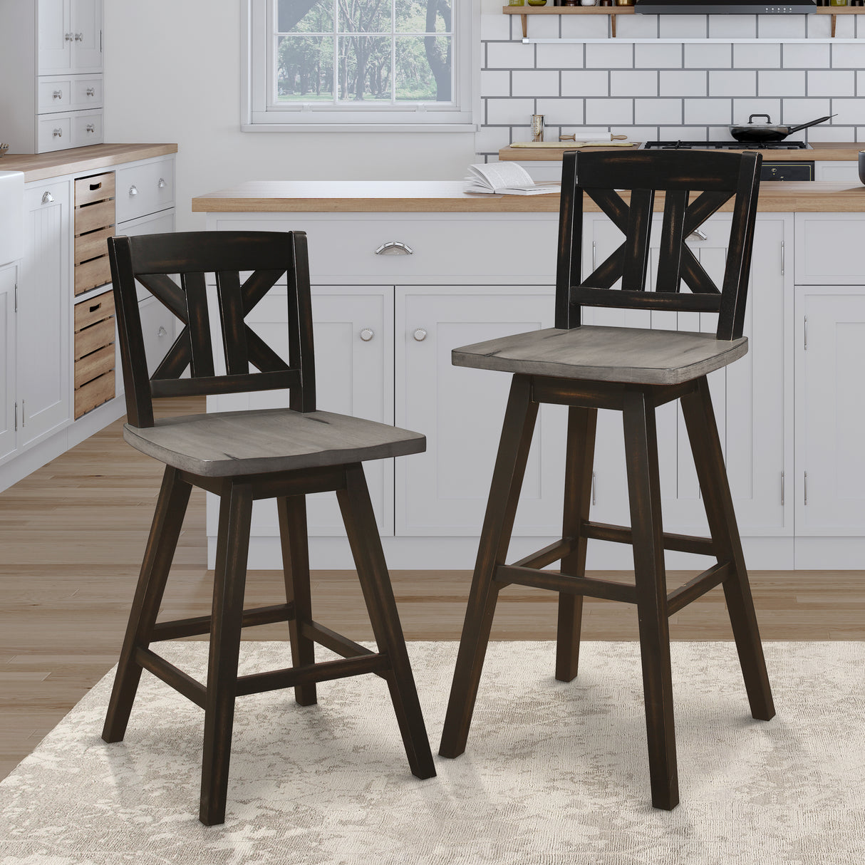 Amsonia Black Swivel Pub Counter Height Chairs
