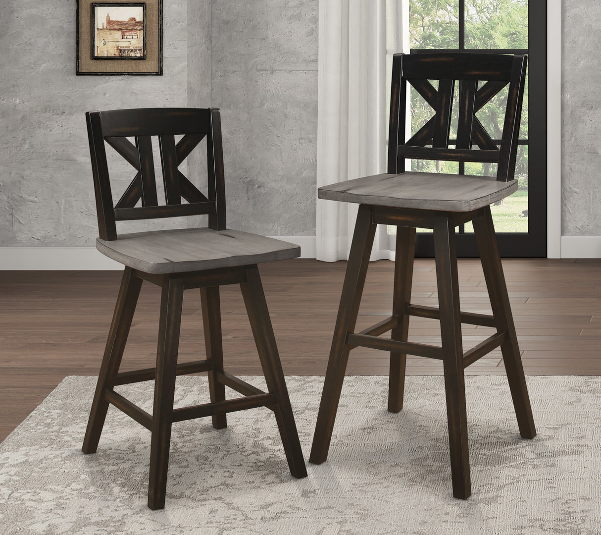 Amsonia Black Swivel Pub Counter Height Chairs