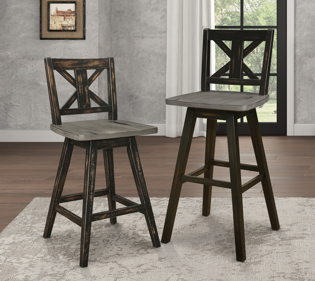 Amsonia Black Swivel Pub Counter Height Chairs
